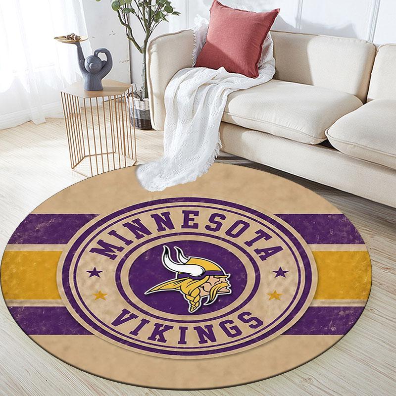 Minnesota Vikings3,Round Area Rug,Carpet Rug for Living Room Bedroom Sofa Playroom Decor,Non-slip Floor Mat