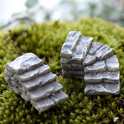 2 pezzi mini gradini in resina da giardino in miniatura scala in pietra strada paesaggio ornamento