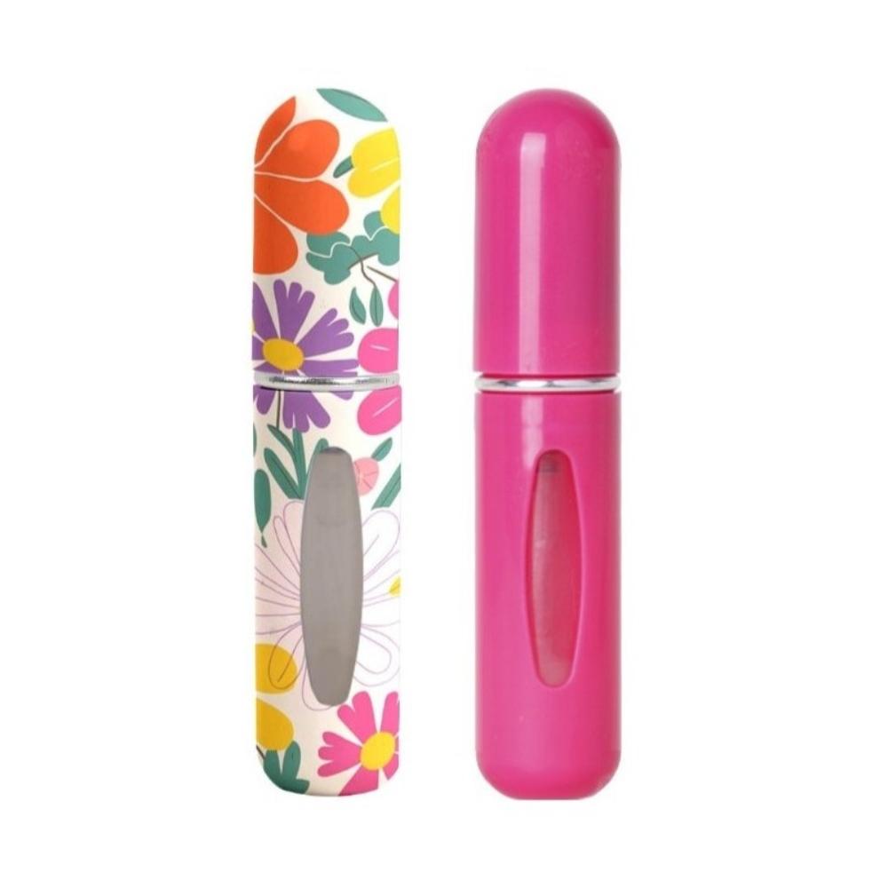 

ECARLA Set of 2 travel perfume atomizers, pink and floral, 2x 5 ml