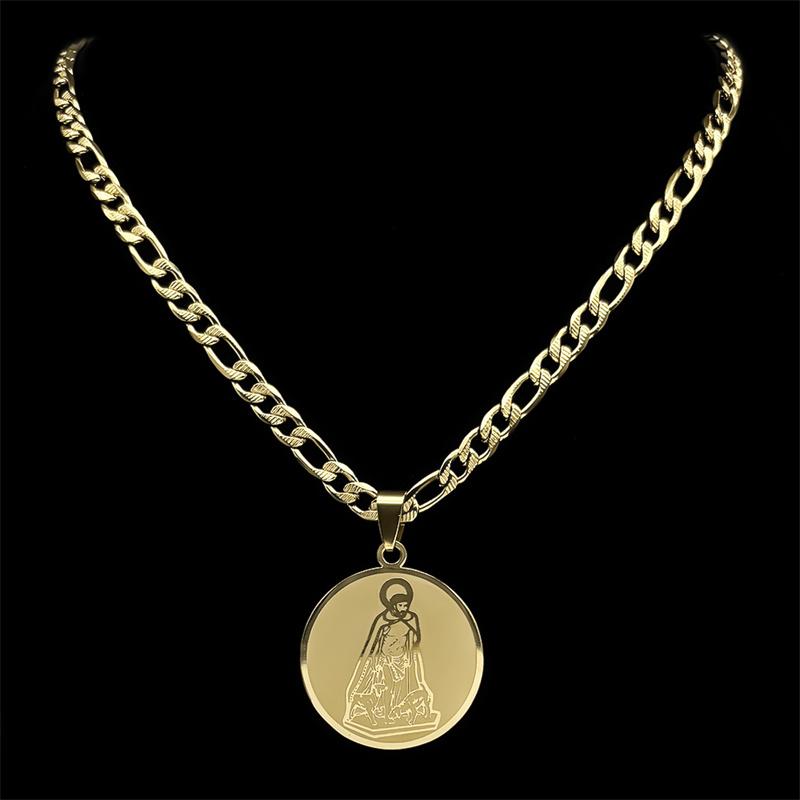 Christlicher Gott Jesus Medaillon Anhänger Halskette für Damen Herren Edelstahl Goldfarbe Heilige Beten Hip Hop Kette Party Schmuck