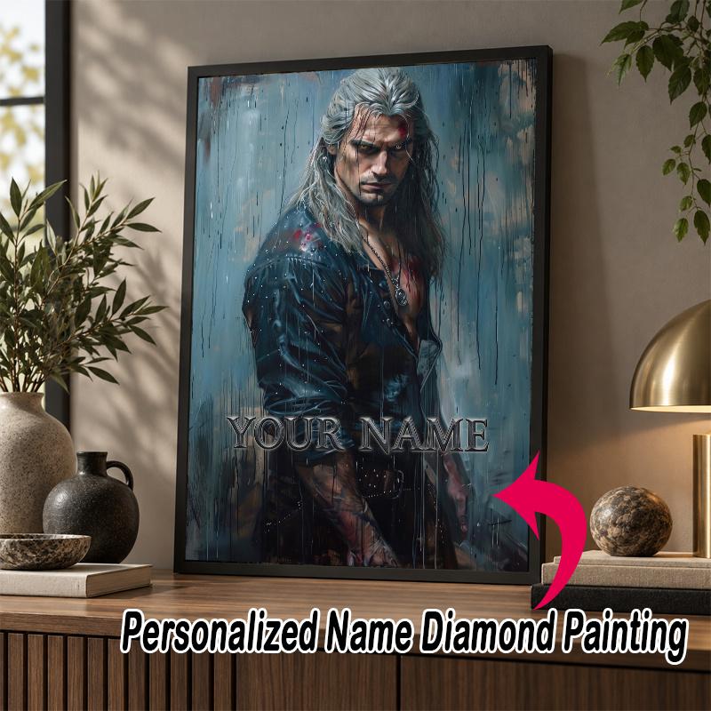 Custom Name The Witcher Geralt 5D Diamond Painting Personalized Full Drill Diamond Art Kit Gift