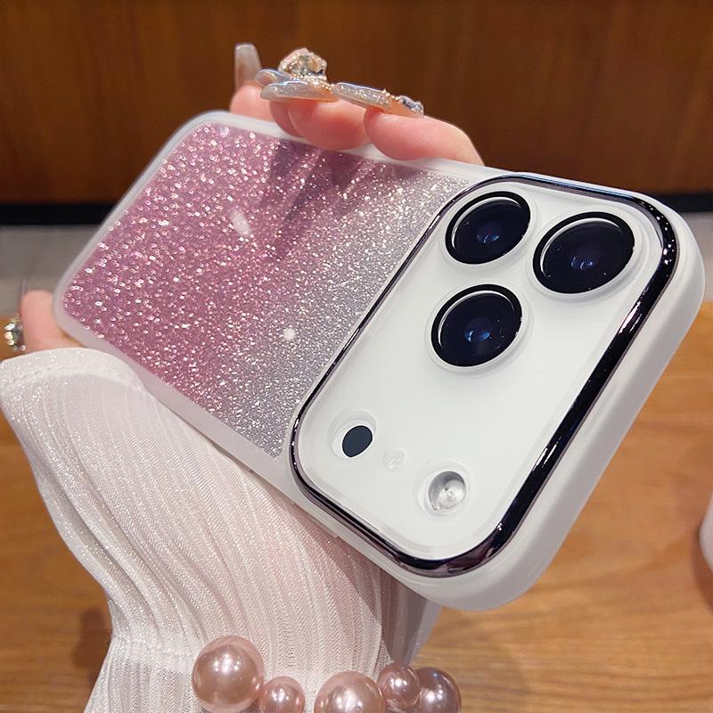 

Luxury Glitter Lens Film Full Protection Case for IPhone 17 Air 16 15 14 13 12 Pro Max Soft Silicone Shockproof Bumper Cover For iPhone 12 білий