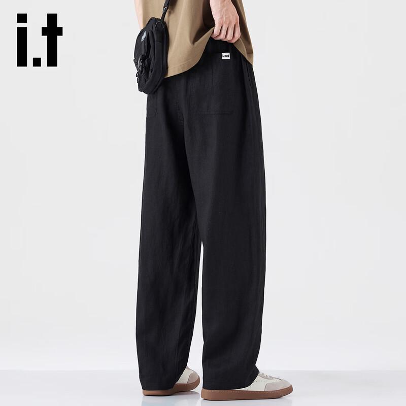 izzue it Men's Summer Loose Fit Pure Linen Casual Pants