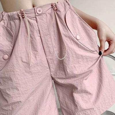 Roze Amerikaanse Sneldrogende Vijfpunts Sport Werkbroek voor Dames Zomer Hoge Taille Losse Casual Shorts