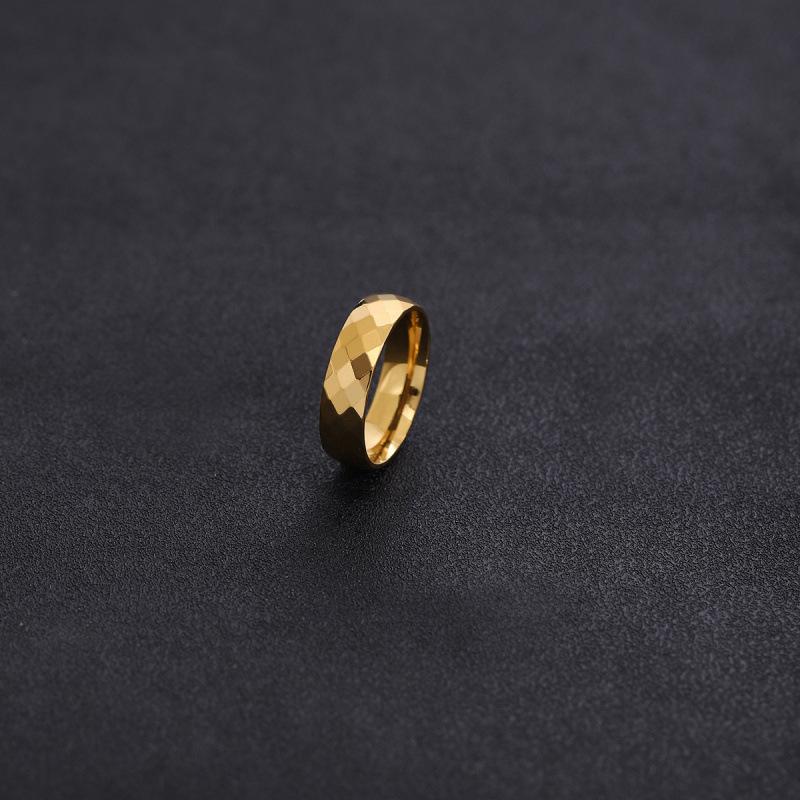 6mm Geometric Multifaceted Rhombus Stainless Steel Non-fading Hip Hop Couple Rings