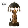 Cute Animal Sculpture Lamp Rotating Umbrella Lamp, Resin Holding Vintage Sculpture, Shape Bedside Light Tabletop Cat Dog Goose Figurine for