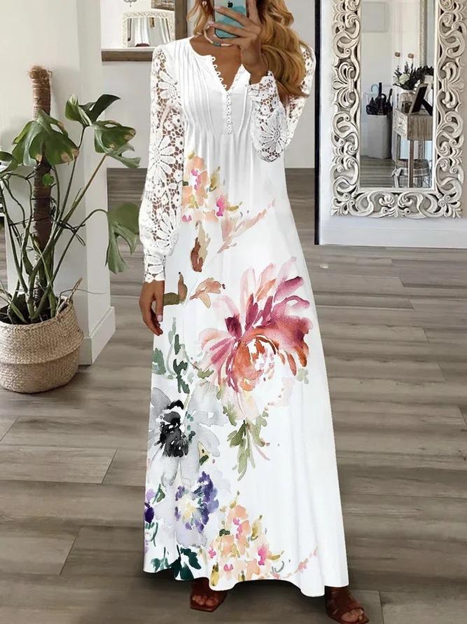 Spring And Summer Women S Clothing New Independent Station Fashion European And American Lace Long Dress S