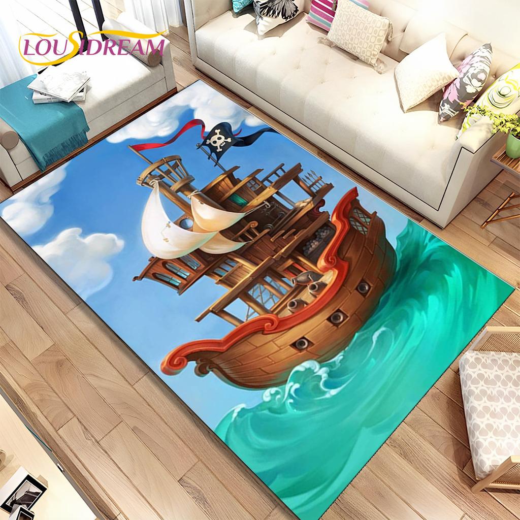 Un bateau pirate, une barque, un bateau, un tapis pour la maison, le salon, la chambre à coucher, un canapé, un paillasson, un tapis de sol antidérapant