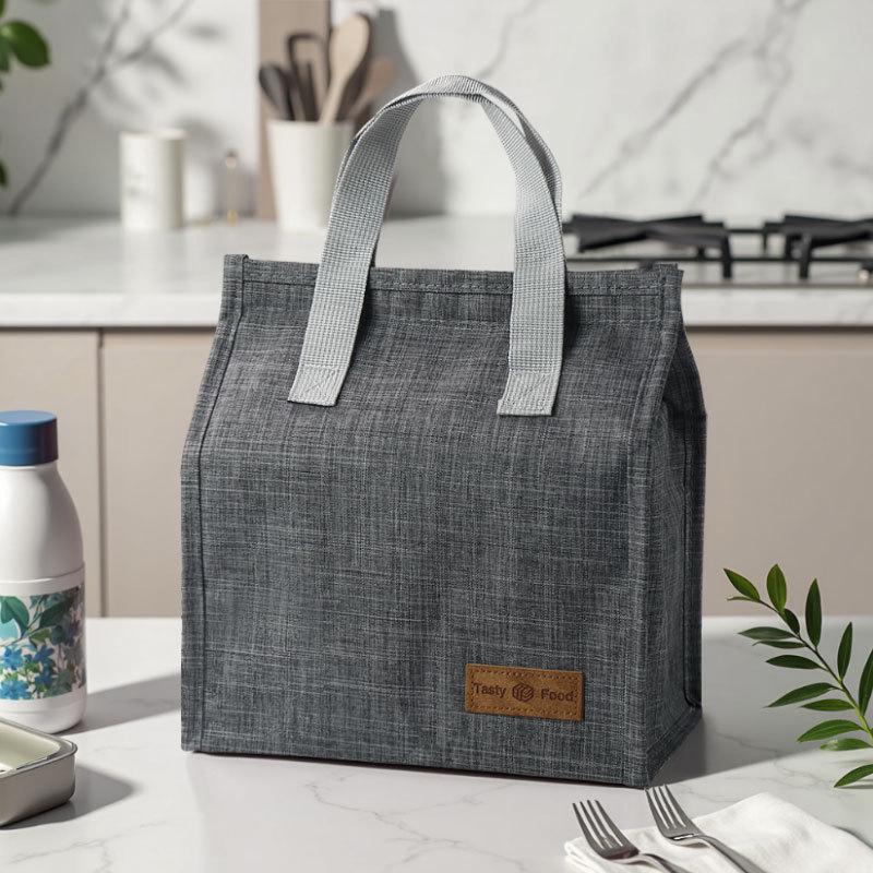 Zhenwei Minimalist Vertical Insulated Bento Lunch Bag - Large Capacity серый