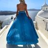 Waist Tight Backless High Split Hem Prom Dress Solid Color Cross Halter Women Long Dress Sundress