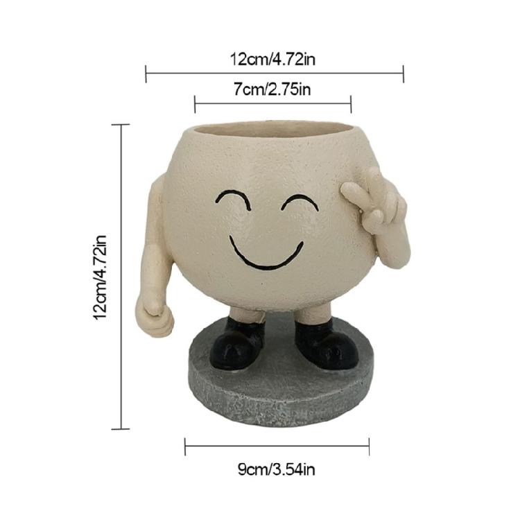 Face Planters Pots Resin Smile Face Vase Succulent Head Planter Pots Face