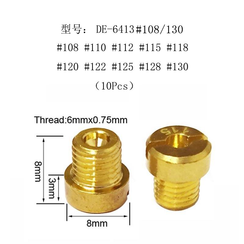 ZSDTRP 10pcs M6 Thread 6mm Motorcycle Main Jet Kit for DellOrto Carburetor Injector Nozzle #66-155