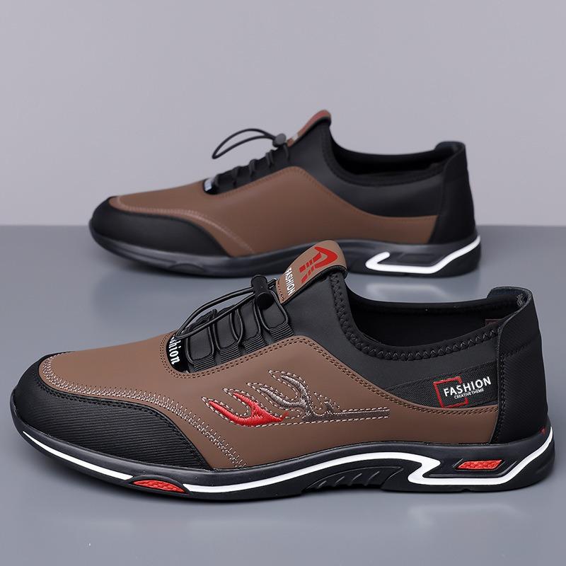 Casual men's shoes, leather shoes, men's fashion, versatile soft-soled soft-side shoes, breathable and comfortable slip-ons