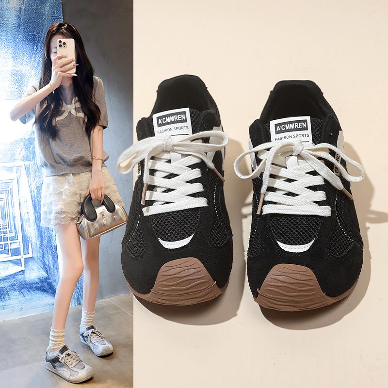 Women's popular niche mesh Forrest Gump shoes women's 2025 new thick-soled leather retro versatile German training shoes trendy shoes