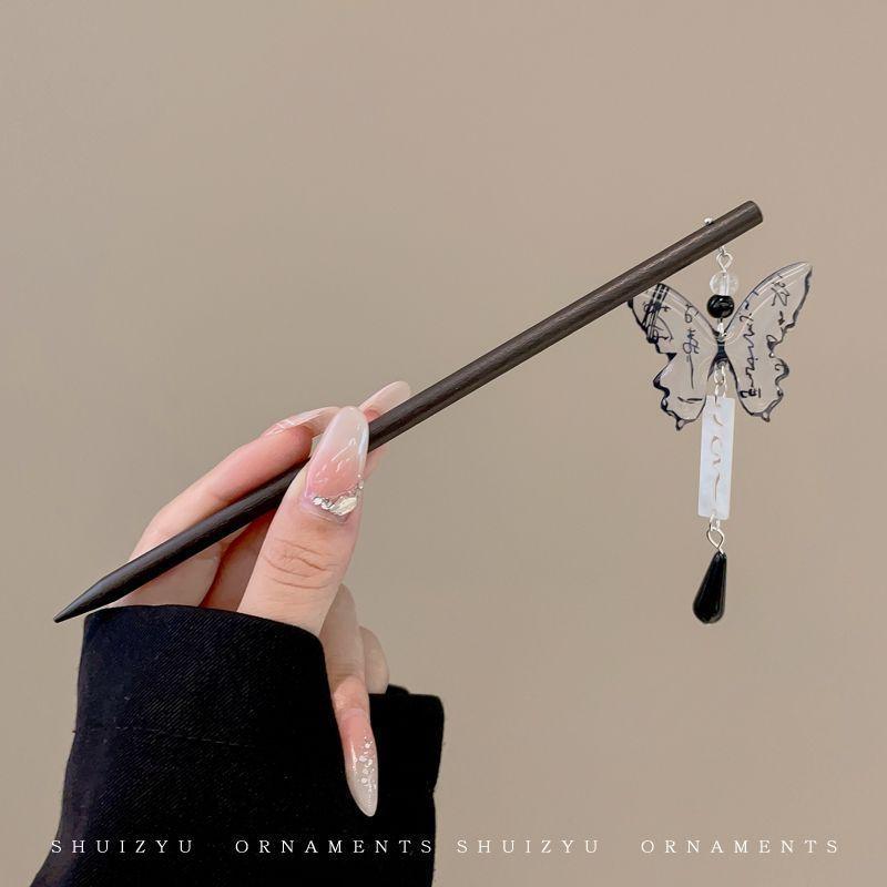 

Butterfly Tassel Hair Stick Traditional Hairpin Handmade Decorative Hair Accessory for Women Girls Elegant Hair Ornament One Size