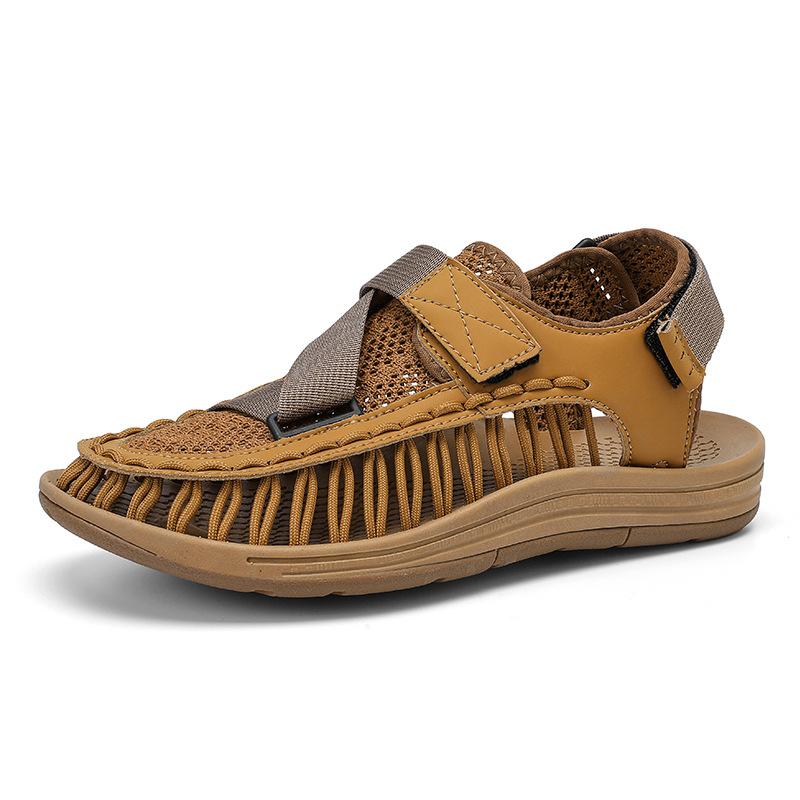 Fashion Sandals for Men Fashion Handmade Woven Sandals Summer Breathable Mesh Sandals Mens Casual Sports Sandal Non-Slip Beach Sandalias