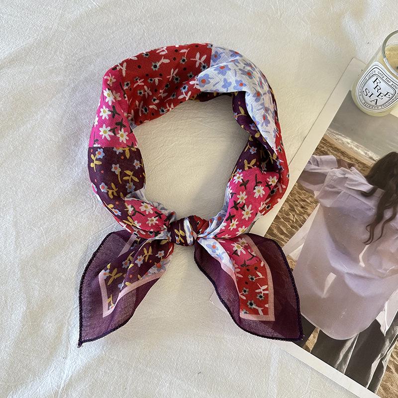Japanese Retro Cotton Linen Square Scarf: Women's Korean Fashion, Versatile Spring-Autumn Neckerchief and Headband.