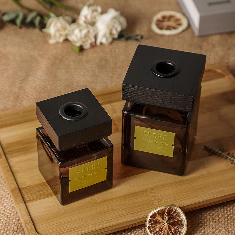 Square Bottle Wooden Cover Aromatherapy Oil Furnishing Articles Home Hotel Room Perfume Fragrance Toilet Inside The Bedroom Toilet Deodorant