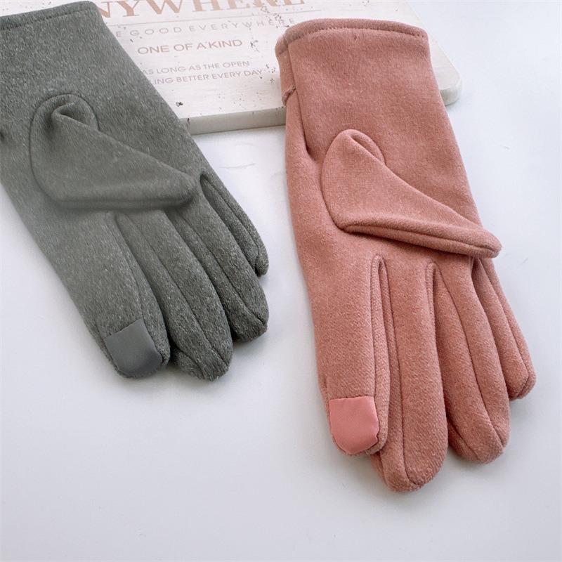 New autumn and winter thermal gloves rabbit velvet fabric touch screen gloves outdoor riding driving casual student gloves