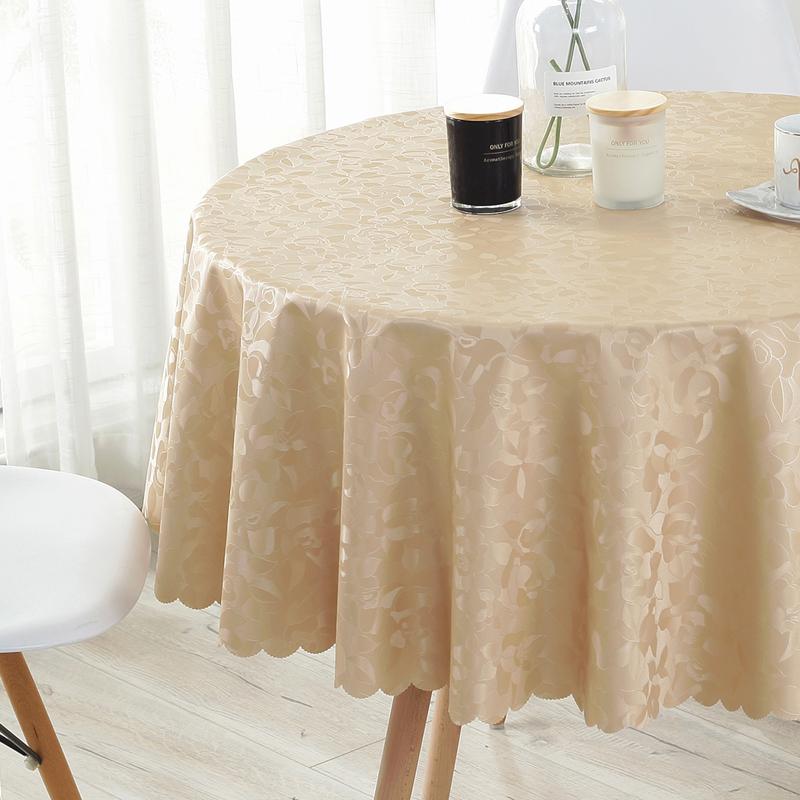 European Style Fabric Wedding Pad Round Household Printed Waterproof Desk Cloth Solid Color Hanging Non Washable Tablecloth