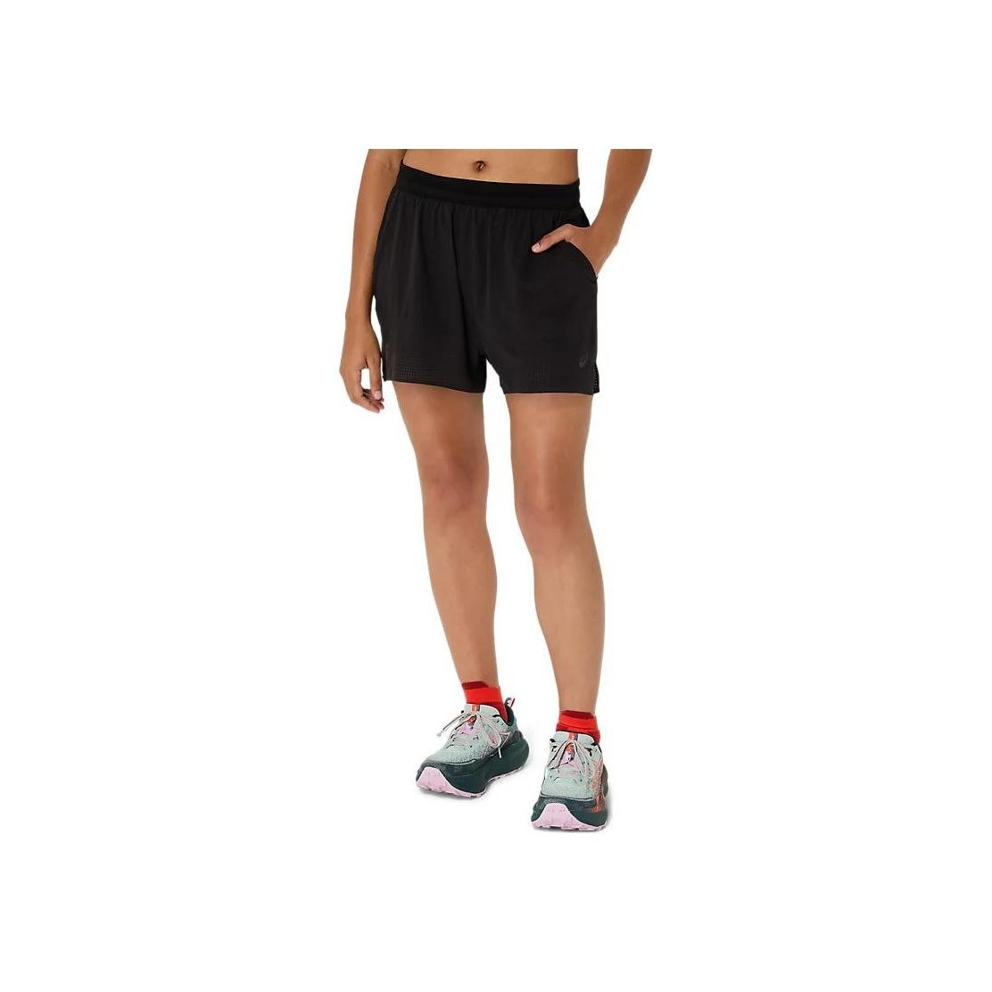 Asics Fujitrail Elite Actibreeze Solid Color Comfortable Fashion Versatile Three-Quarter Casual Shorts Women shorts Black 2012D205-001 L