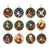Festive Home Decoration 12PCS Christmas Tree 2D Flat Pendant, Pearl Acrylic Art Kits, Bright Seasonal Wall Hanging Color Classic Patterns Ornament for