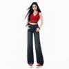 Spring Summer Full Star Rhinestone High Waist Relaxed Straight Wide Leg Denim Pants For Ladies Casual Pants Oversize Denim Trousers