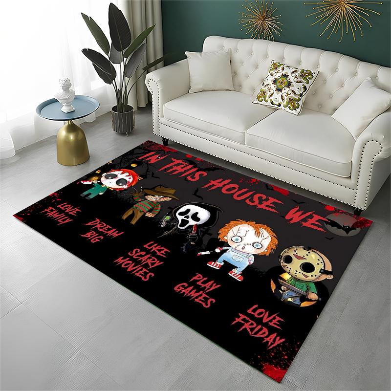 Horrorfilm-Charakter Chucky S-Scream Cartoon Teppich für Spielzimmer Schlafzimmer Wohnzimmer Sofa Heimdekoration, Teppich rutschfest