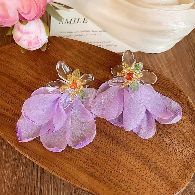 80s Hong Kong Style Red & Blue Clip-On Earrings for Non-Pierced Ears – High-End French Luxury Stud Hoops
