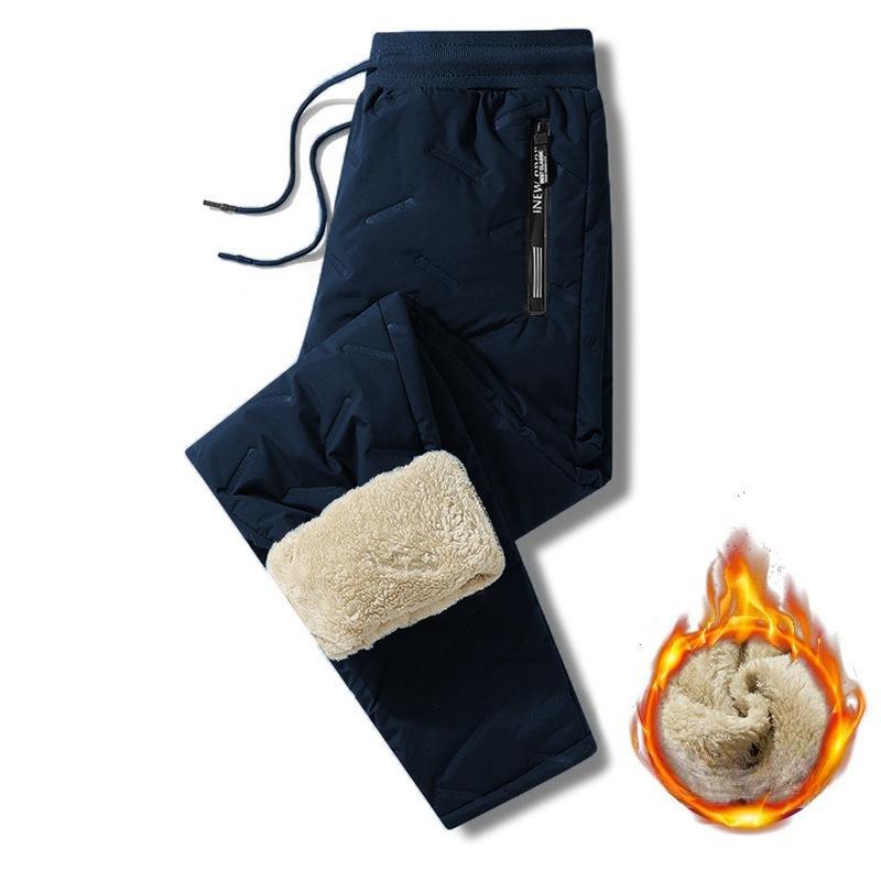 Lamb Fleece Cotton Pants Autumn and Winter Plus Velvet Cold-proof Men's Elastic Waist Casual Pants Warm Long Pants