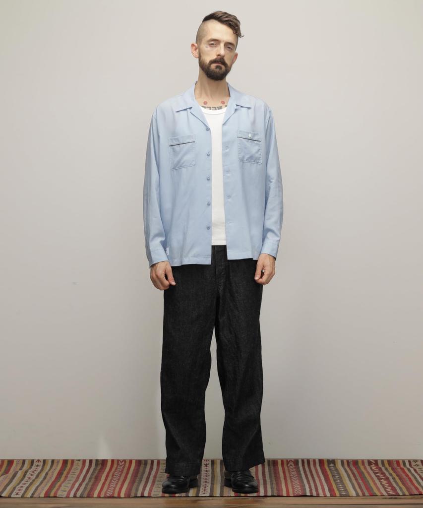 Schott NYC LS Bowling Shirt "Finest Quality Built Tough" / 782-4120004 Men's Small 391 Sax