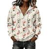 Women's Long Sleeve Christmas Print Hoodie Pullover Top with