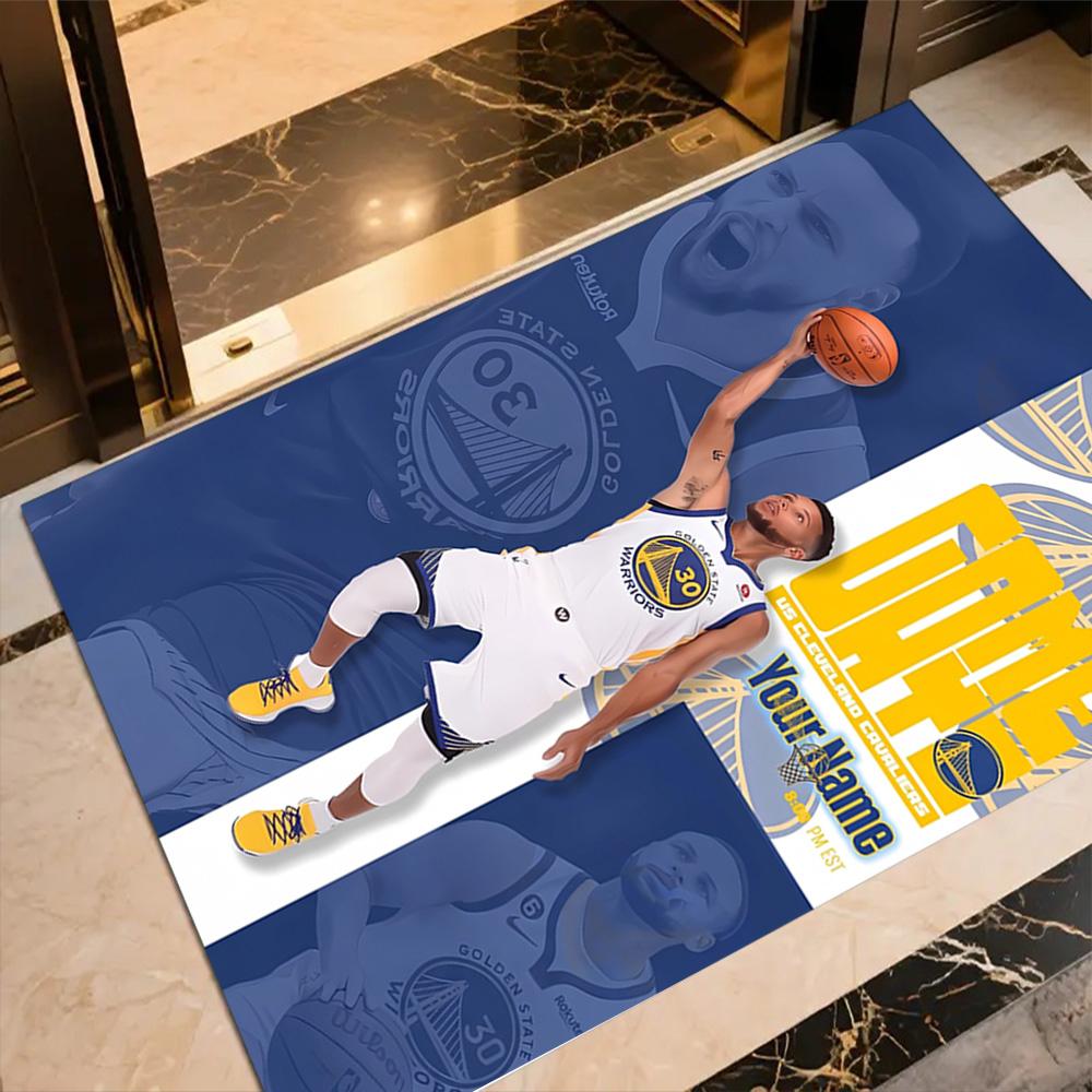 Golden State Curry Customize Text Carpet Perfect for Playrooms Dormitory Decorate Room Dining Room Anti-slip Rug Anime Office Decor Wedding Party Gift