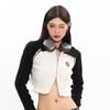 Korean Fashion Zip Up Short Sweatshirts Women Casual Knitted Cardigan Streetwear Polo Hoodie Y2k Long Sleeve Sweater Top Female