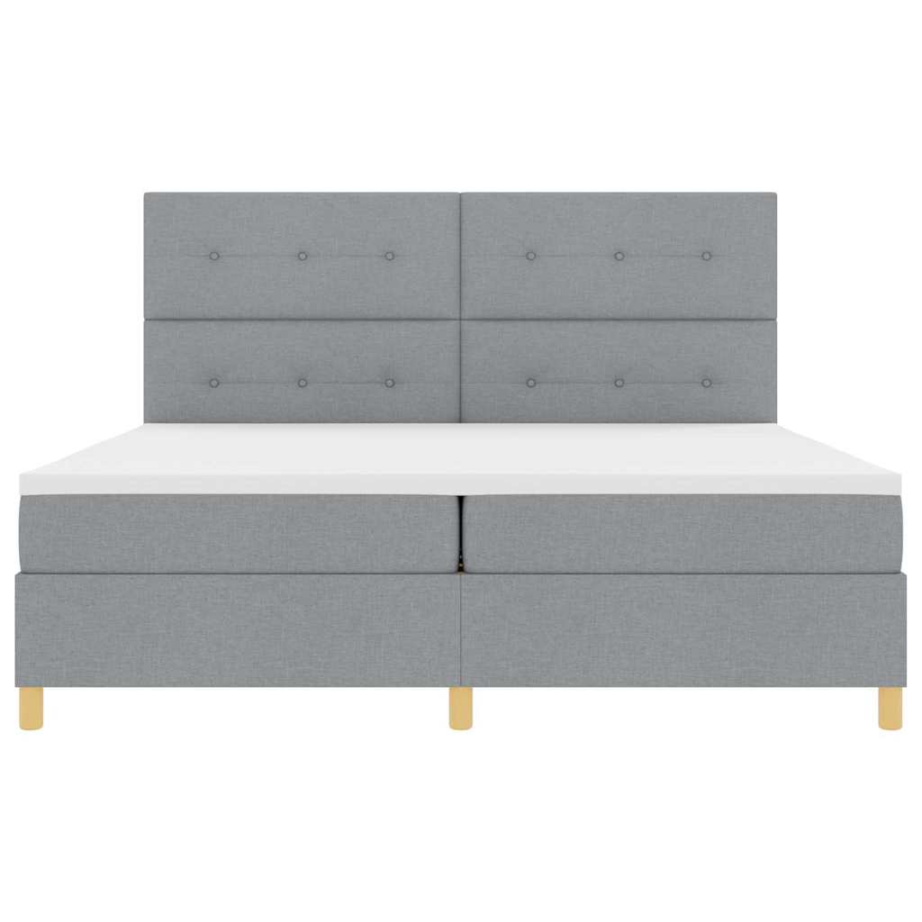 Box Spring Bed with Headboard Light Grey 200 x 200 cm Fabric