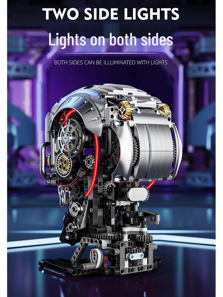 American 13089 Mechanical Skull Model, Compatible with Lego Bricks, Assembly Building Block Toy