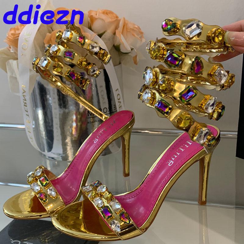 Fashion Luxury Crystal Footwear Pumps Women Thin Heels Shoes New In 2025 Female Peep Toe Fashion Rhinestones Ladies High Heels Shoes