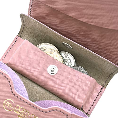 Carteira dobrável SLIM 005 JOURNAL porta-moedas japonês carteira de couro [Ikenohata Ginzaten] COM-ONO (Rosa)