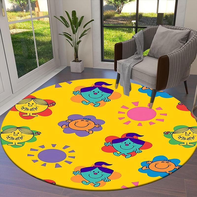 LittleMissMr Round Area Rug,Carpet Rug for Living Room Bedroom Sofa Playroom Decor,Non-slip Floor Mat