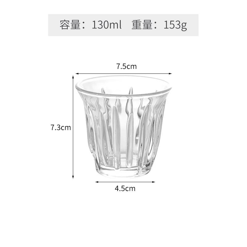 Taza de Café de Vidrio de 90-200ML Taza de Espresso con Raya Artística Anti-quemaduras para Moca Jugos Cócteles Tazas de Café para Latte Cappuccino Té Cafetería