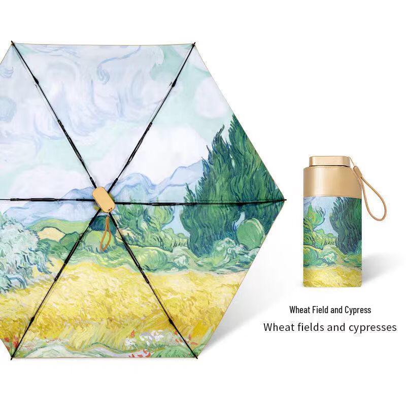 Компактный плоский складной зонт OIMG с масляной живописью