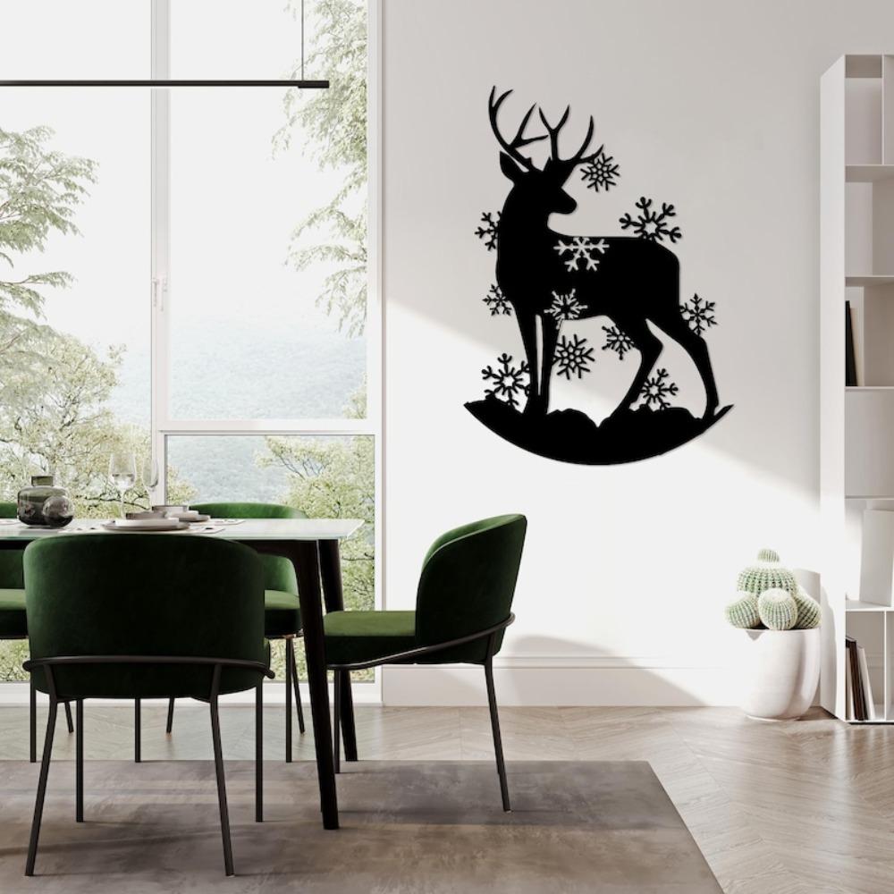 Handmade Deer Metal Wall Sculpture, Rustic Winter Home Decoration