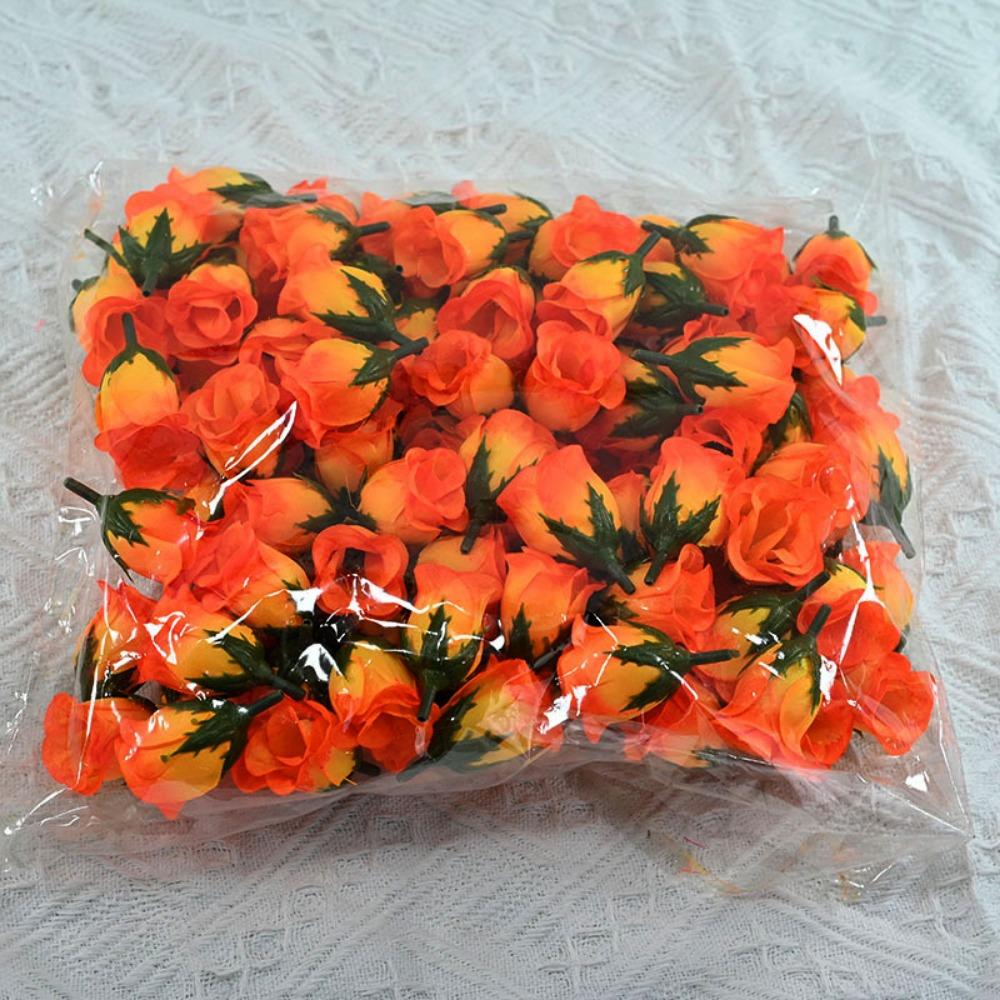100 ST/påse 3,5*5 cm Konstgjord Knoppblomma 10 Färger Bröllopsfest Trädgård Rosor Heminredning