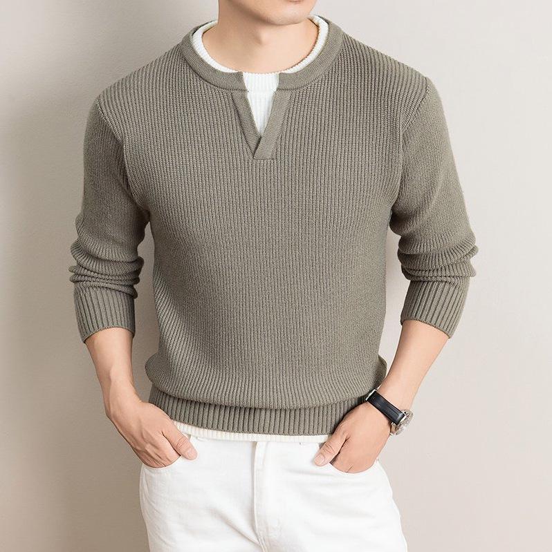Shanggu Men’s High-End Loose Fashion Round Neck Sweater - Light Luxury and Versatile