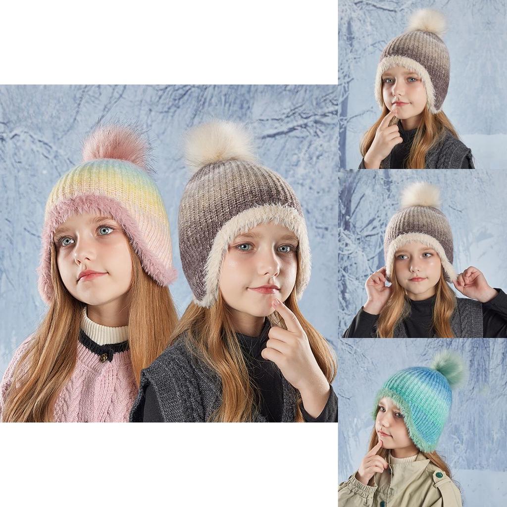 Children Knit Hat With Earmuff Protection For Winter Outdoor Warmth And Style