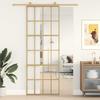 Sliding Door Gold 76x205 Cm Tempered Clear Glass and Aluminium
