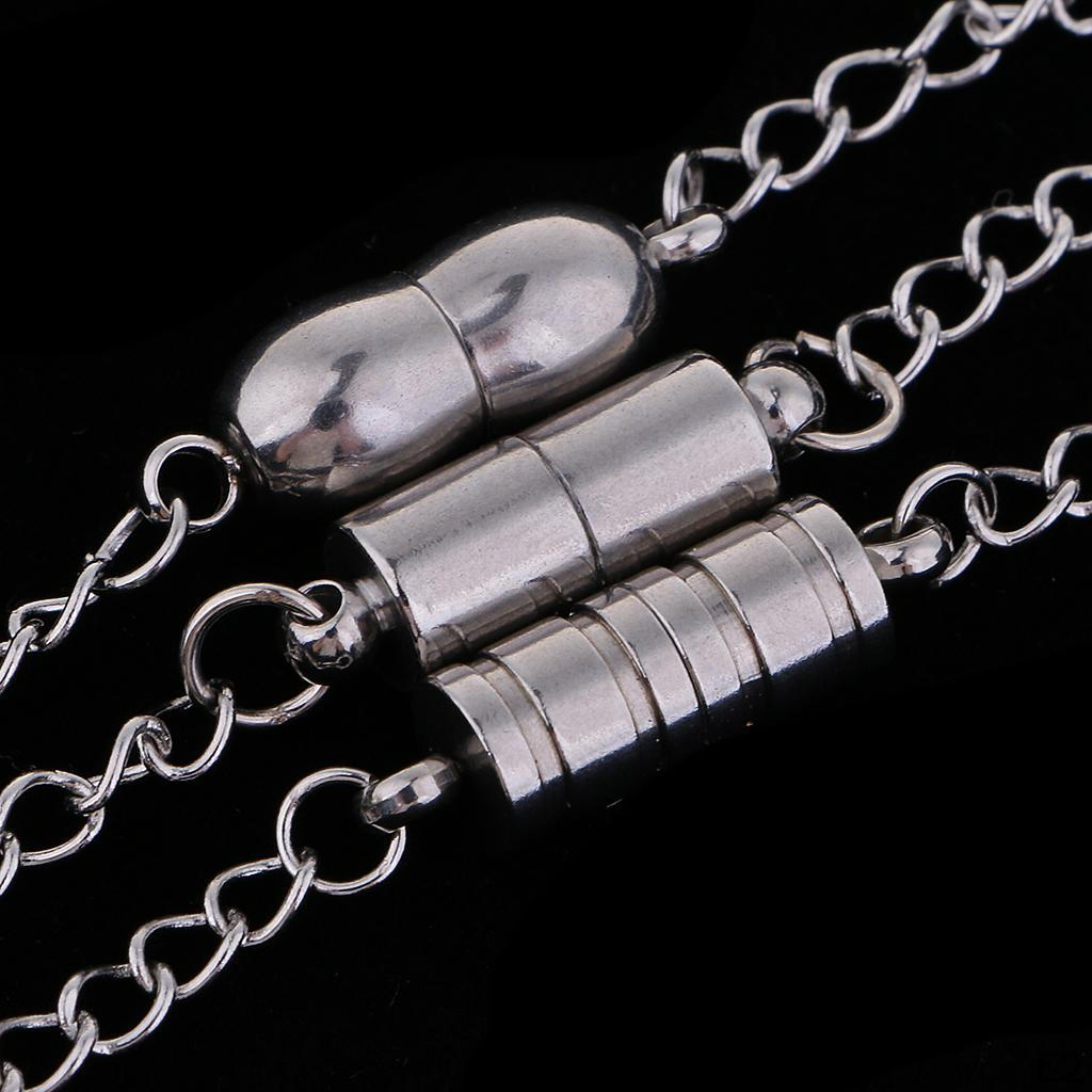 3 Piece Stainless Steel Magnetic Clasps With Extender Chain For DIY Necklace Bracelet Jewelry