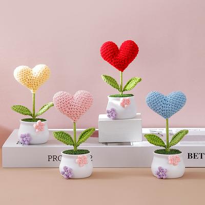 Künstliche gehäkelte herzförmige Design Hochzeit Party Handwerk Geschenke Perlen handgemachte DIY Fotografie Requisiten Home Dekorationen