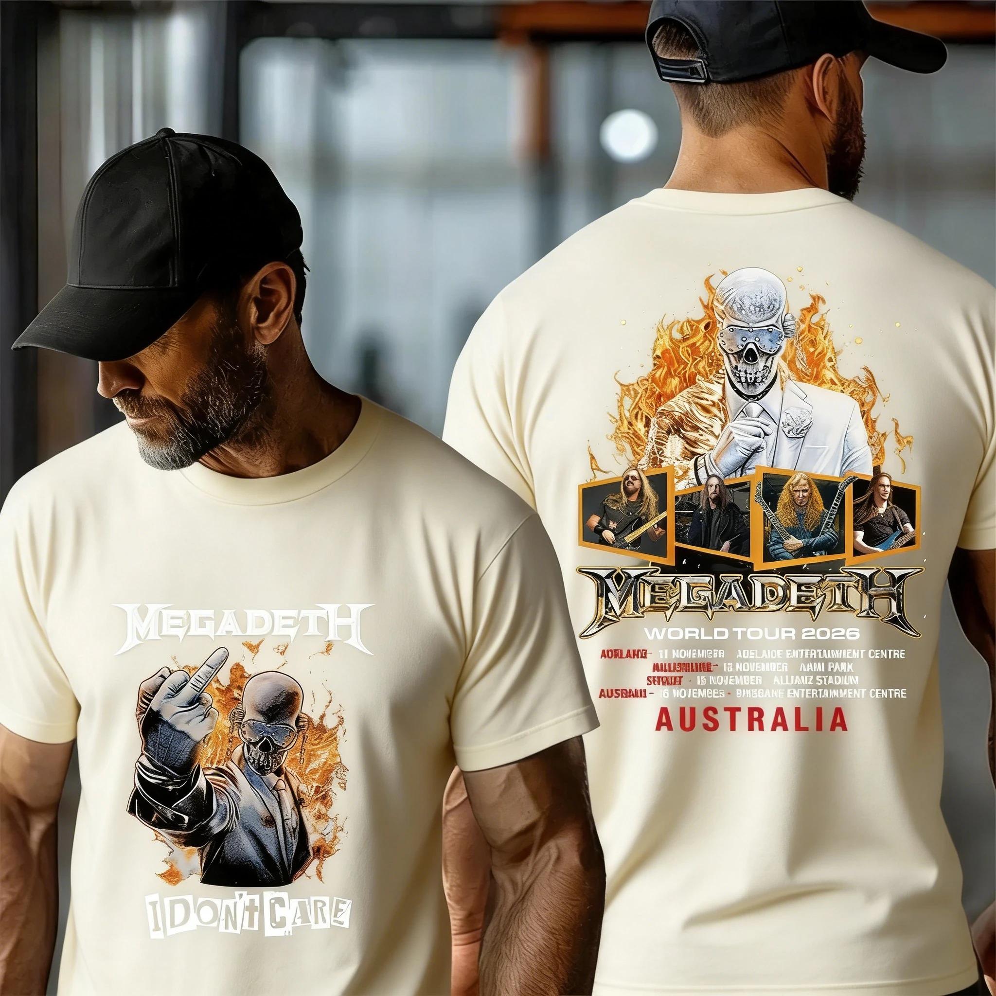 2026 Summer Fashion Tee Men Women Vintage Top Megadeth World Tour 2026 Australia with Tour Dates TShirt Concert Merch Comfortable Retro T-Shirt Y2k 4XL