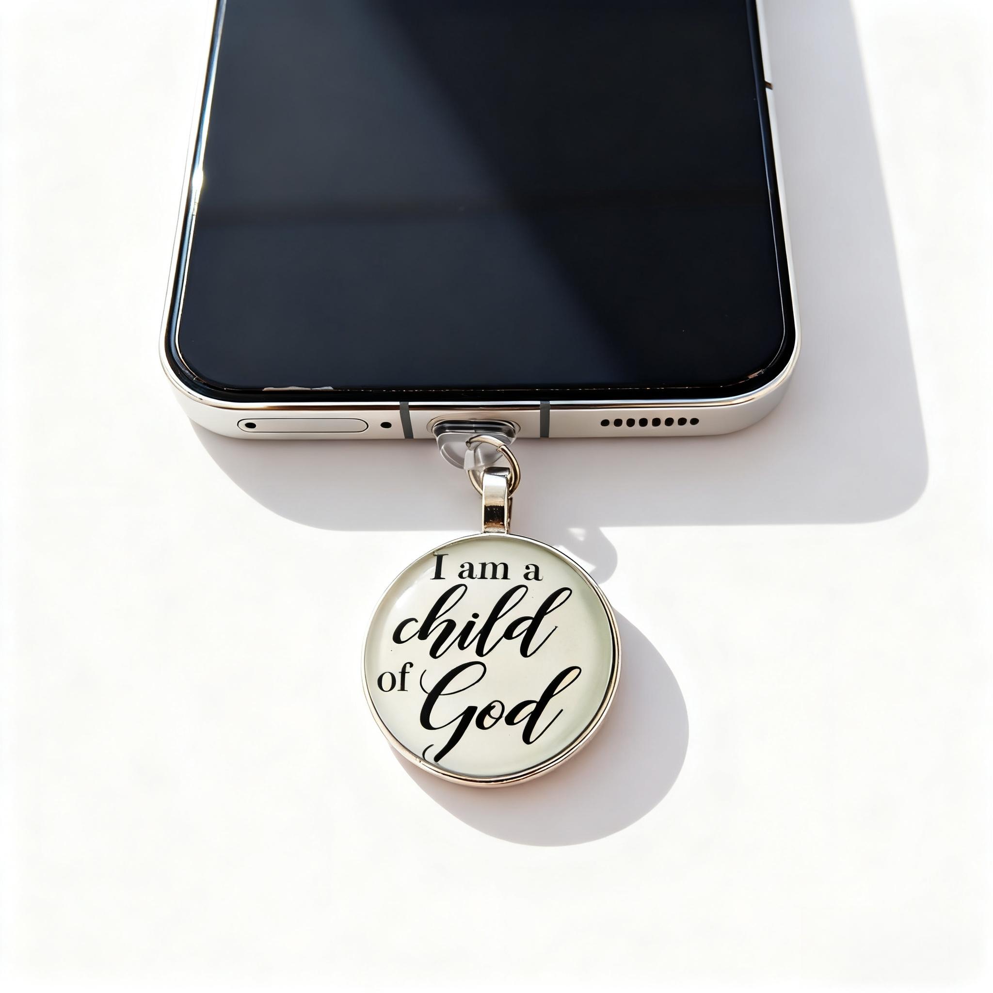 

I Am a Child of God Phone Dust Plug, Personalized English Quote Dust Plug, Prevents Dust from Entering the Phone For iPhone5-14